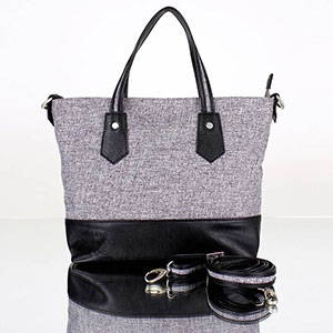 sac shopper gris noir